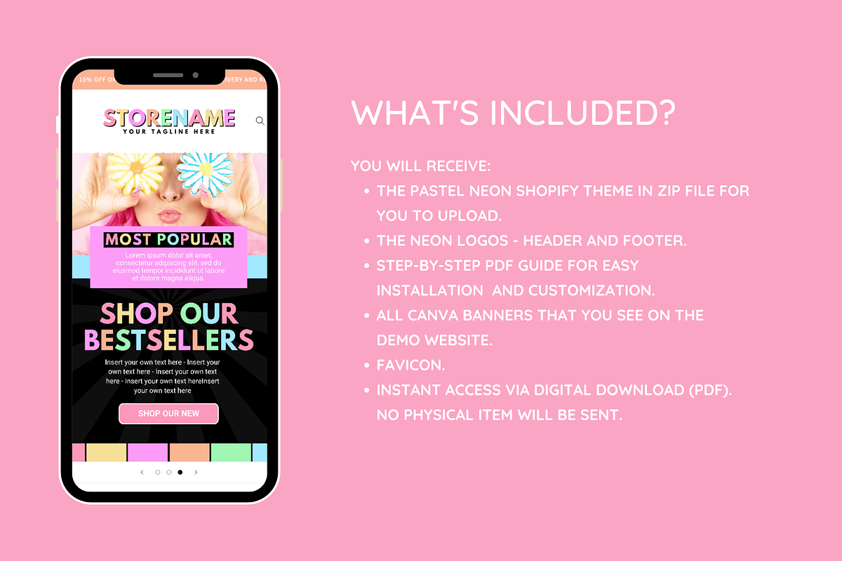 Pastel Neon Shopify Theme, a Shopify Template by SunshineStudioBoutique (Photo 2 of 9)