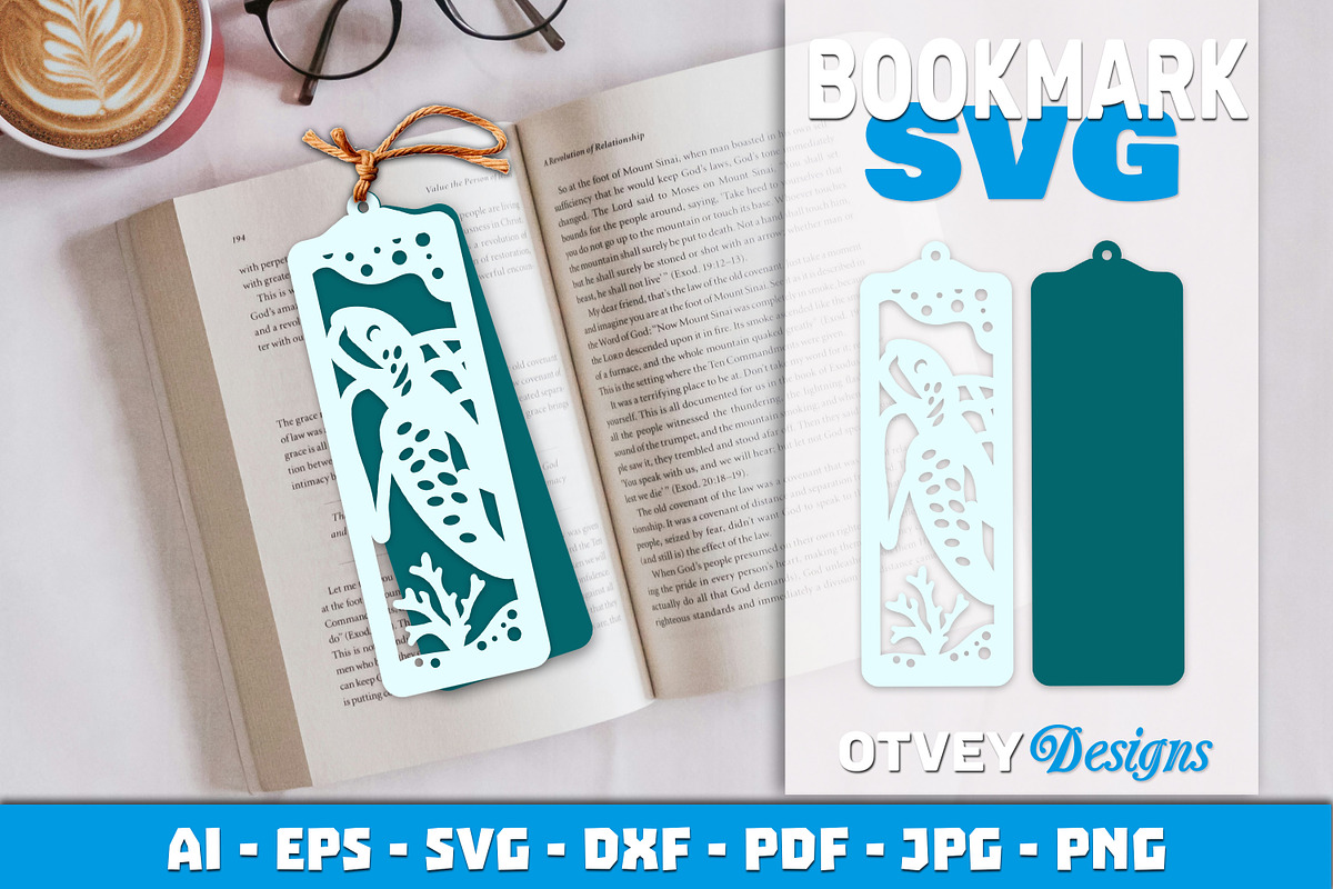 Sea Animals Bookmark Paper Cut, an Animal Illustration by OTVEY DESIGN (Photo 2 of 13)