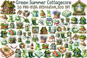 Green Summer Cottagecore Clipart, an Illustration by Sublimation Artist