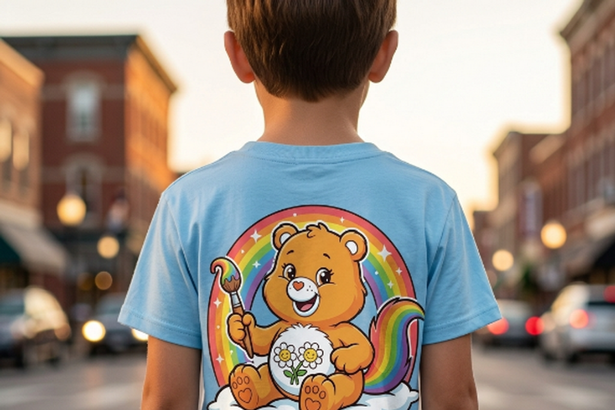 Bear holding Paintbrush Rainbow, a Shirt Mockup by Vector Stall (Photo 6 of 16)