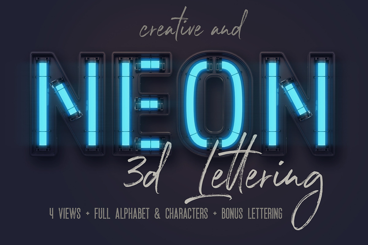 Futuristic Neon 3D Lettering, a Graphic by TVartworks (Photo 8 of 20)