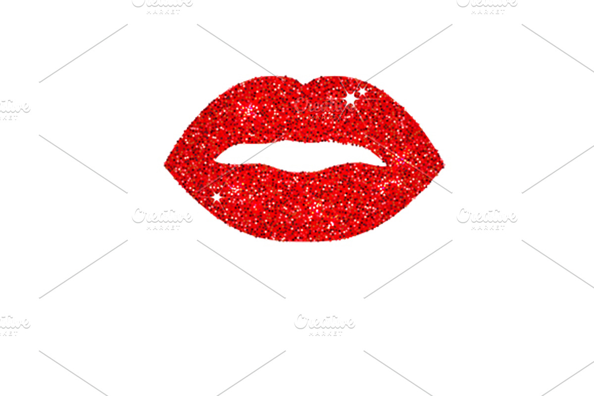 Red glittering lips. Vector + png, a Decorative Illustration by Bunny's Little Shop (Photo 2 of 2)