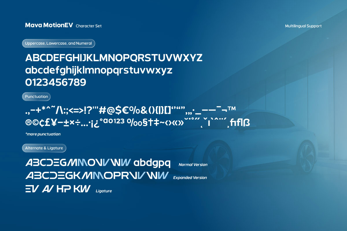 MavaMotionEV - Electric Vehicle Sans, a Sans Serif Font by productype1 (Photo 11 of 12)