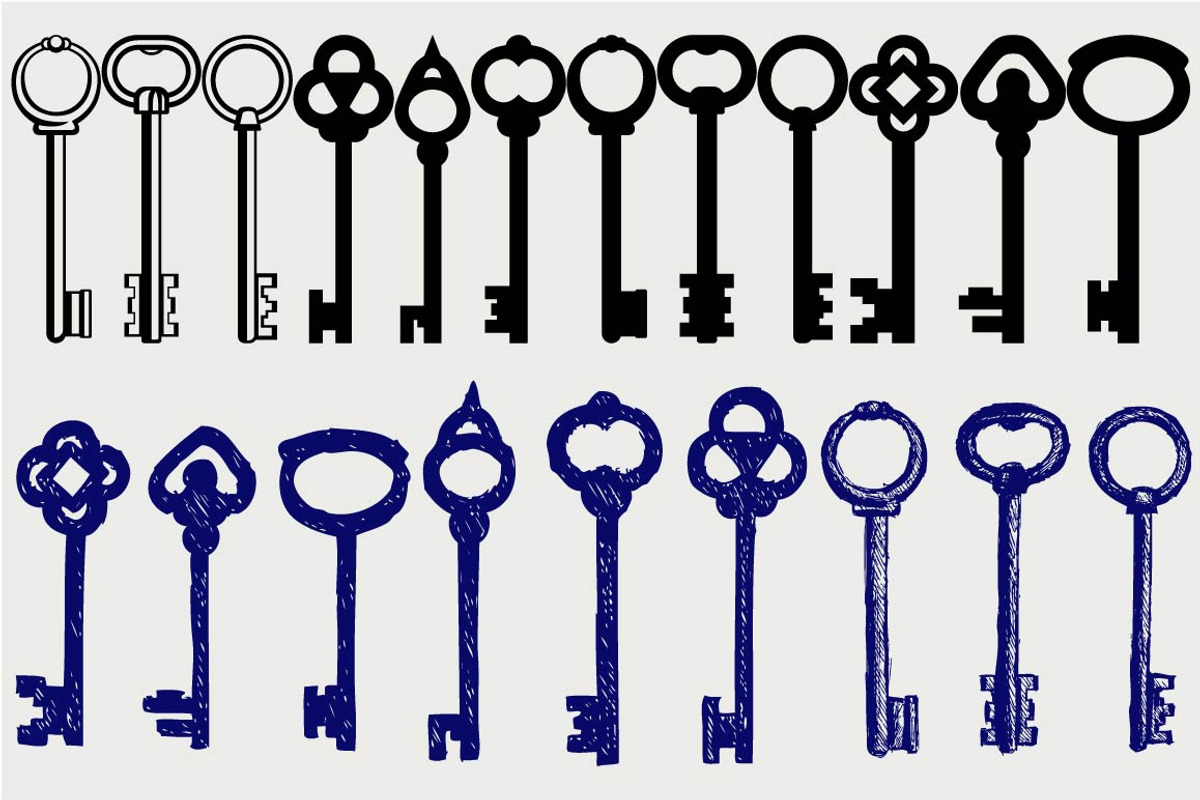 Antique keys SVG, an Outline Icon by LineworkStock