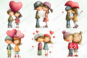 Whimsical Valentine Couple Clipart, an Illustration by Creative Art (Thumbnail 2 of 9)