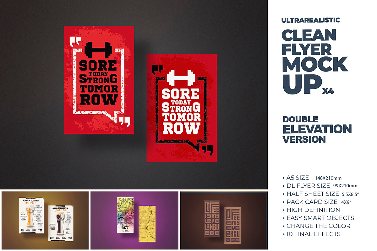 Clean Double Flyer Mockups x4, a Mockup by SmartDesigns (Photo 2 of 5)