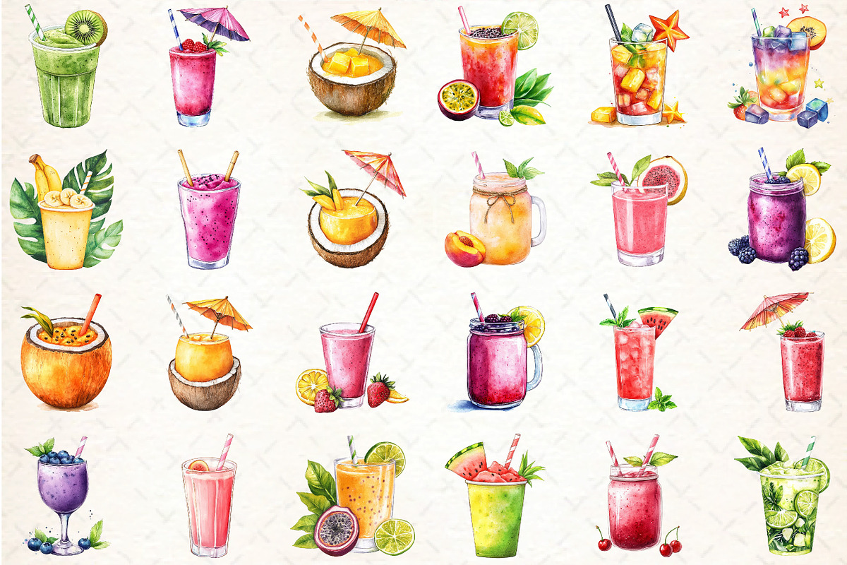 Summer Tropical Smoothie Cup Clipart, an Illustration by DreamCafeArt (Photo 2 of 3)