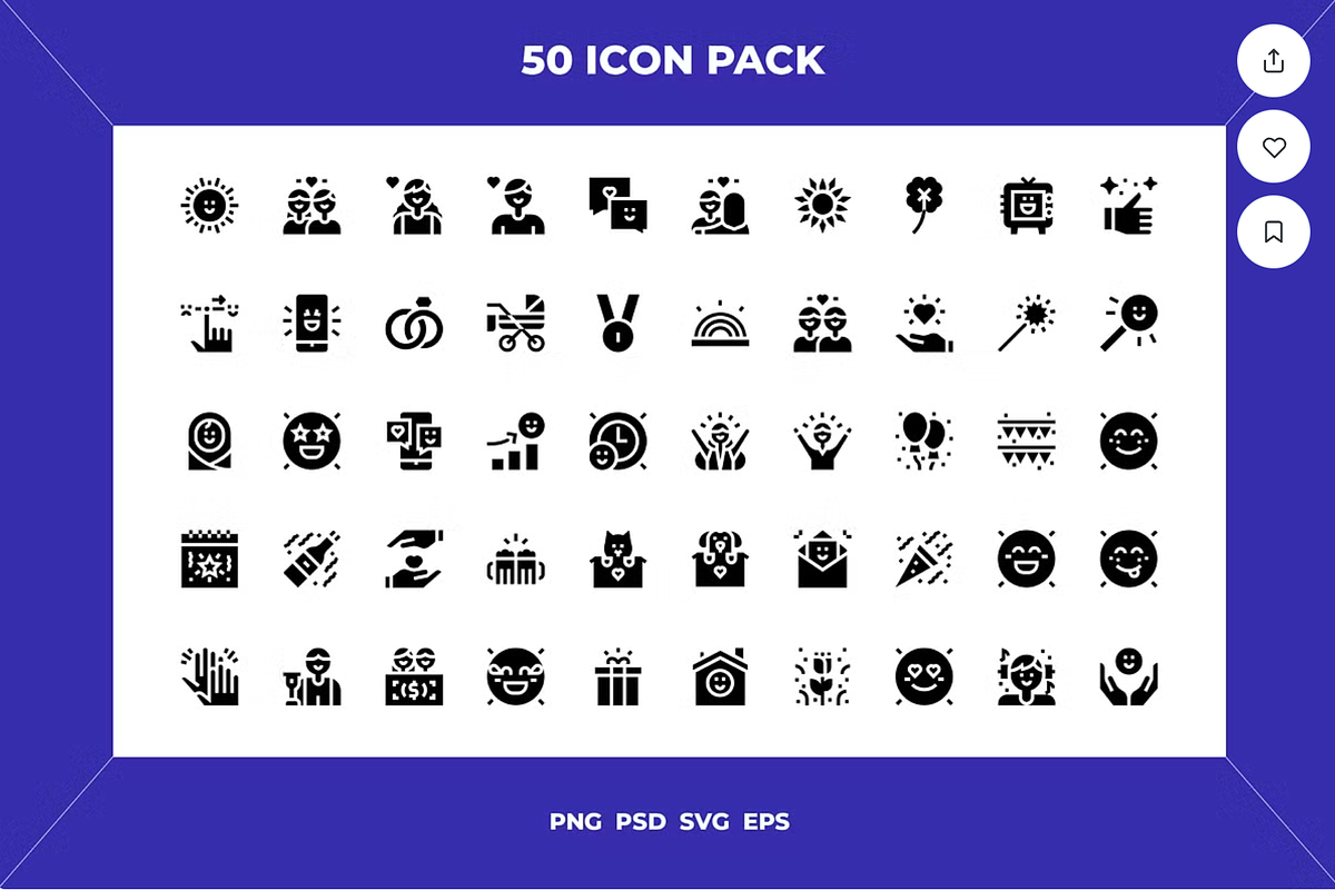 Happiness icons, an Outline Icon by Wencory (Photo 2 of 2)