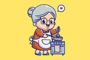 Cute Grandma Cooking In Kitchen, a Person Illustration by Catalyst Labs (Thumbnail 3 of 3)