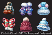 Cozy Winter Mittens & Hats Clipart, an Illustration by RobertsArt (Thumbnail 2 of 7)