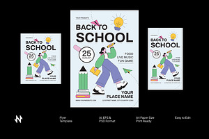 Flat Vector Back to School Flyer, a Flyer Template by Neermana