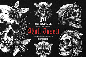 10 Bundle Dark Art Skull Insect, an Illustration by Morspective