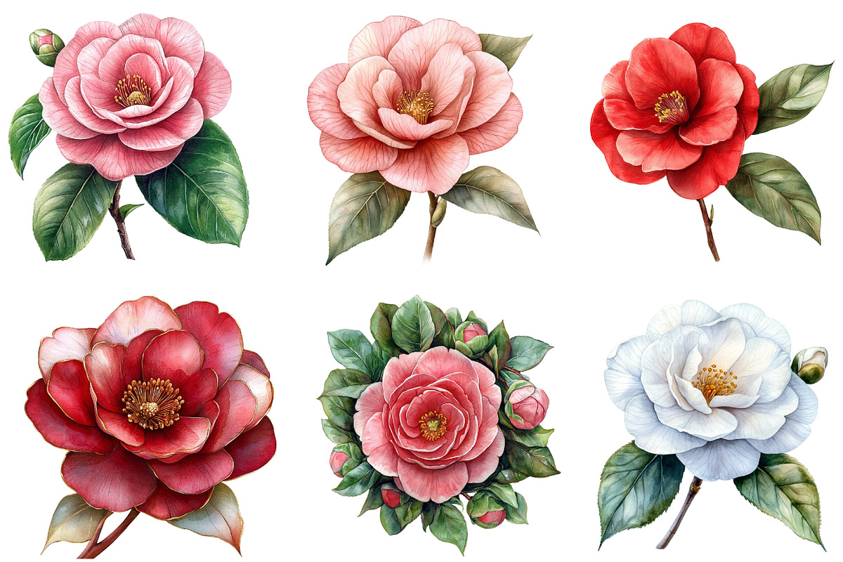 Camellia Flower Bloom PNG Clipart, an Illustration by DreamArtGraphic (Photo 2 of 5)