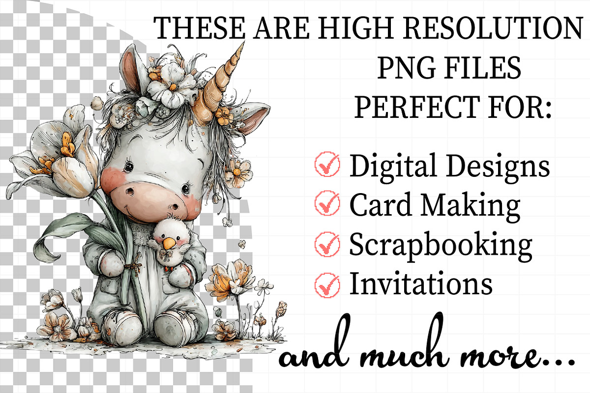 Whimsical Easter Cute Unicorn Clipar, an Illustration by Daily.Designs (Photo 2 of 8)