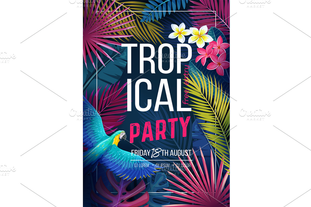 Tropical Party Poster, a Flyer Template by VictoriaSergeeva