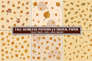 Autumn Fall Seamless Pattern Set