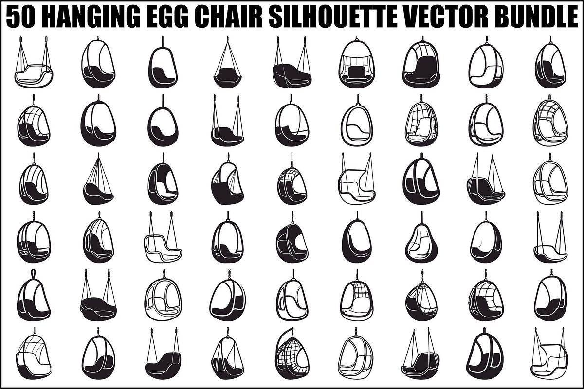 Hanging Egg Chair Silhouette Bundle, an Illustration by Designer_Momina (Photo 1 of 51)