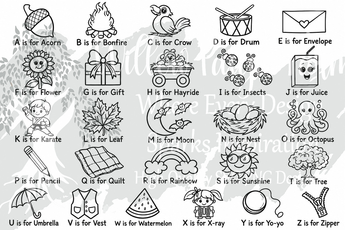 Kids Procreate Alphabet Stamps A–Z, a Shape Add-On by Willow Paige Farms (Photo 2 of 3)