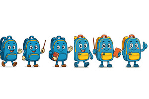 Colorful cartoon backpacks engaging, a School & Education Photo by ZinetroN