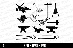 Set of anvils,hammers and design, an Object Graphic by Vectorhight