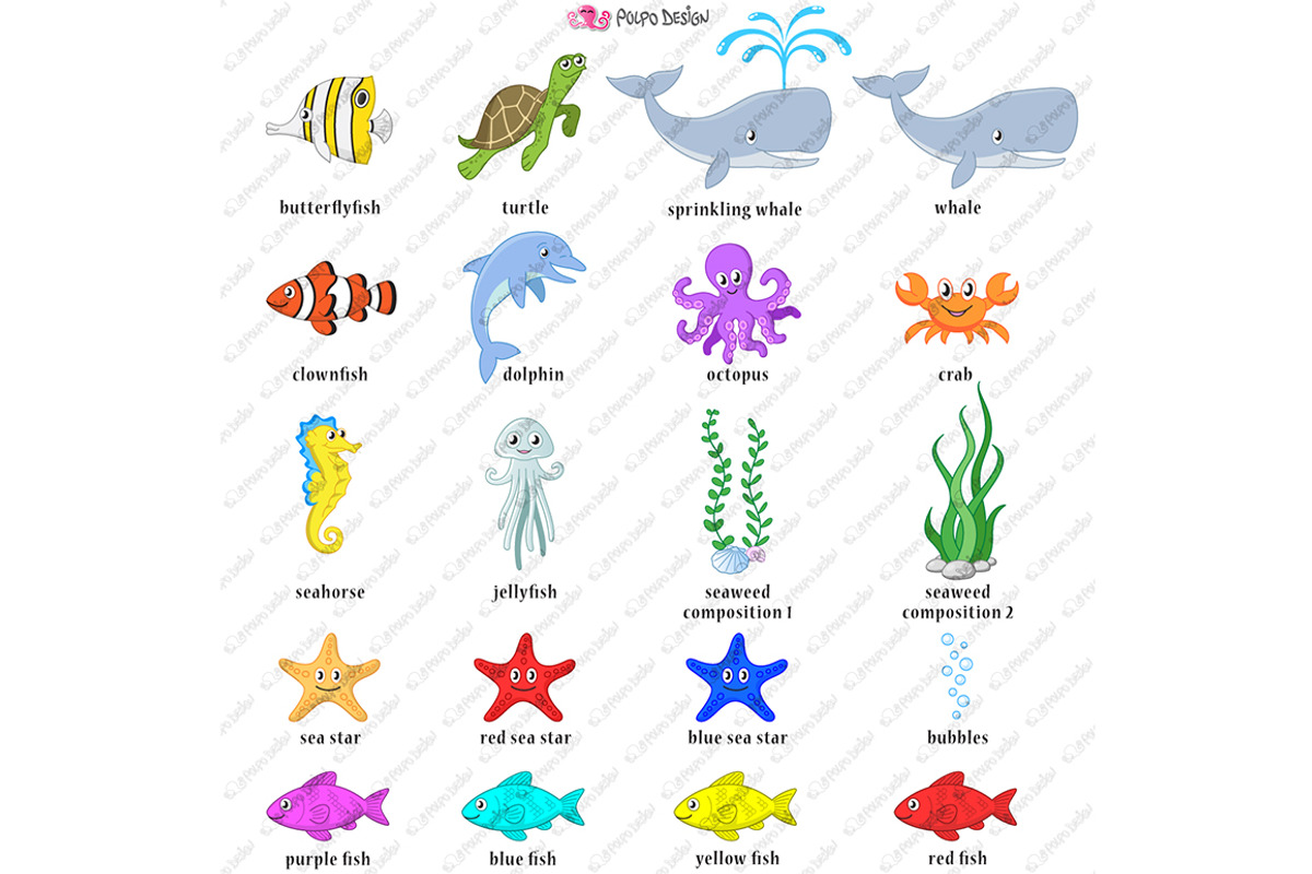 Sea Creatures clip art, an Object Graphic by PolpoDesign (Photo 2 of 3)