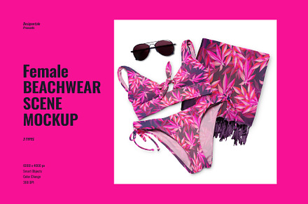 Female Beachwear Scene Mockup, an Apparel Mockup by Designertale