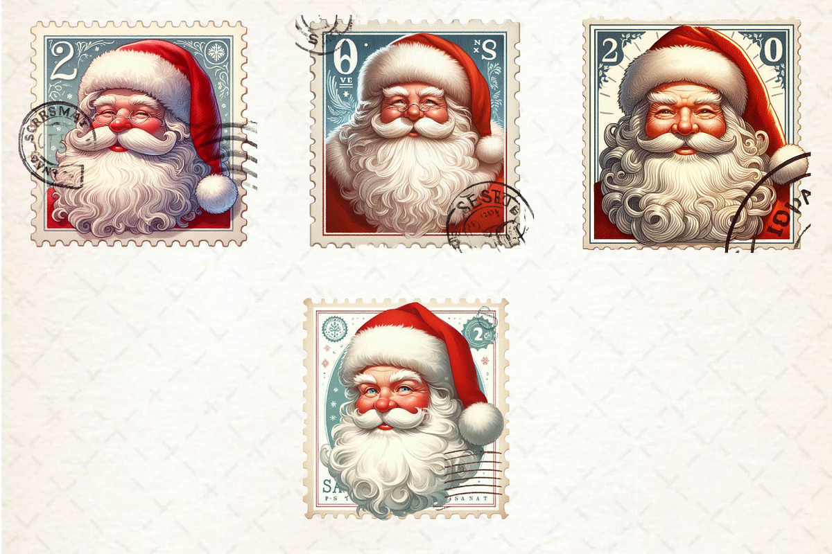Postage Stamp Santa Claus Clipart, an Illustration by CreationArt (Photo 4 of 5)
