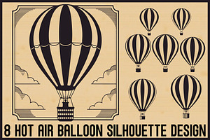 Hot Air Balloon Silhouette Bundle, an Illustration by hafijul