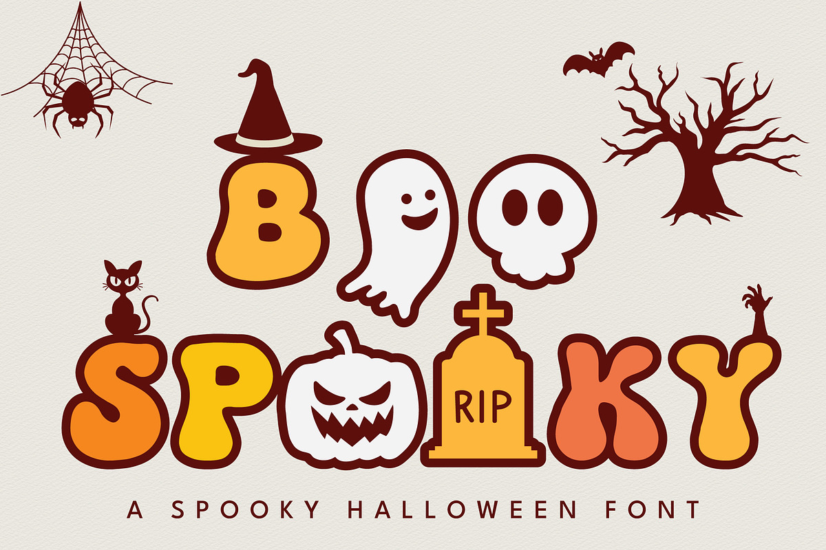 Boo Spooky Halloween Fonts symbol, a Blackletter Font by Tanondesign (Photo 1 of 3)
