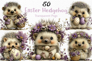 Whimsical Easter Hedgehog Clipart, an Illustration by Craft Nest