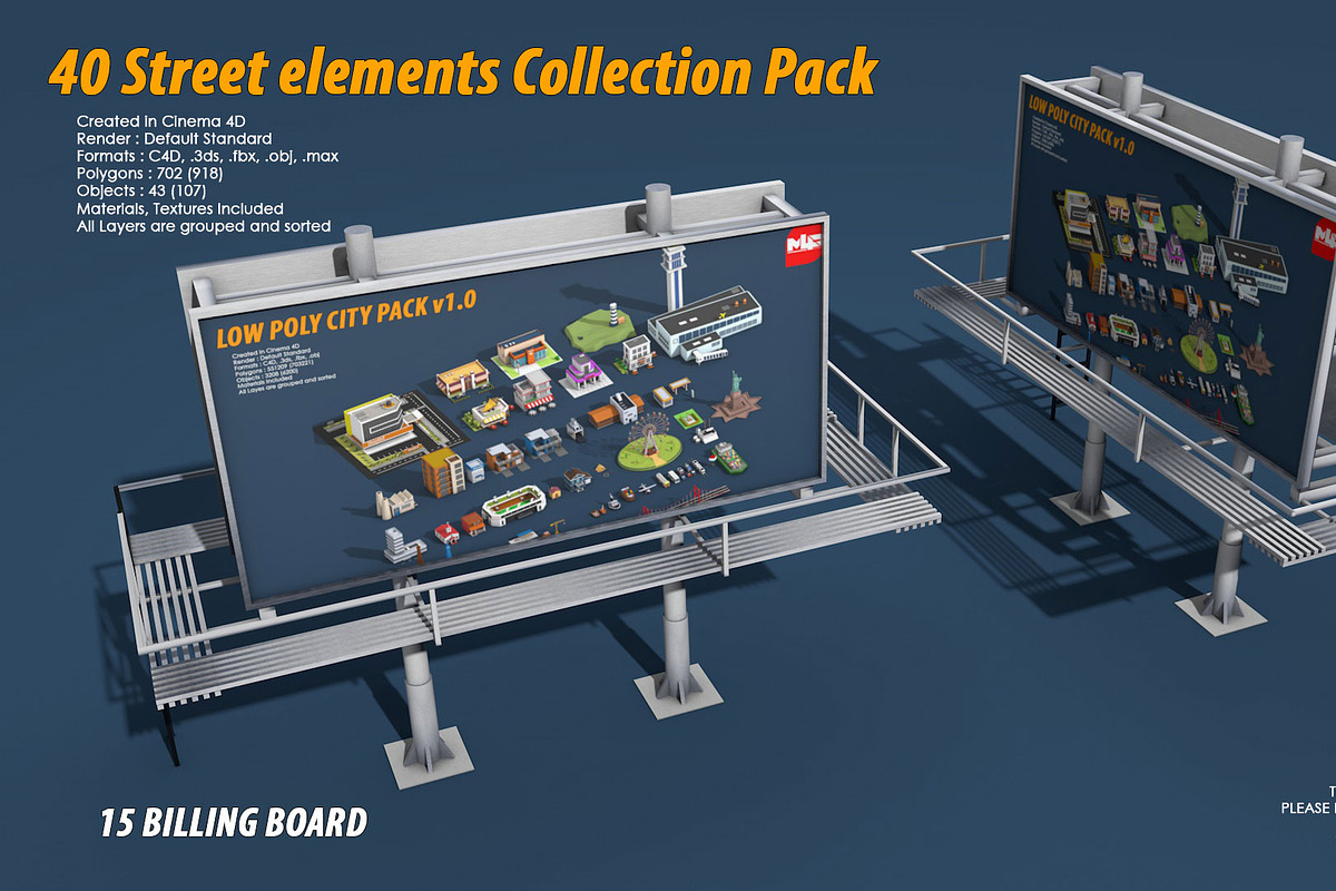 40 Street elements Collection Pack, an Architecture 3D Model by multimedia4ds (Photo 30 of 70)