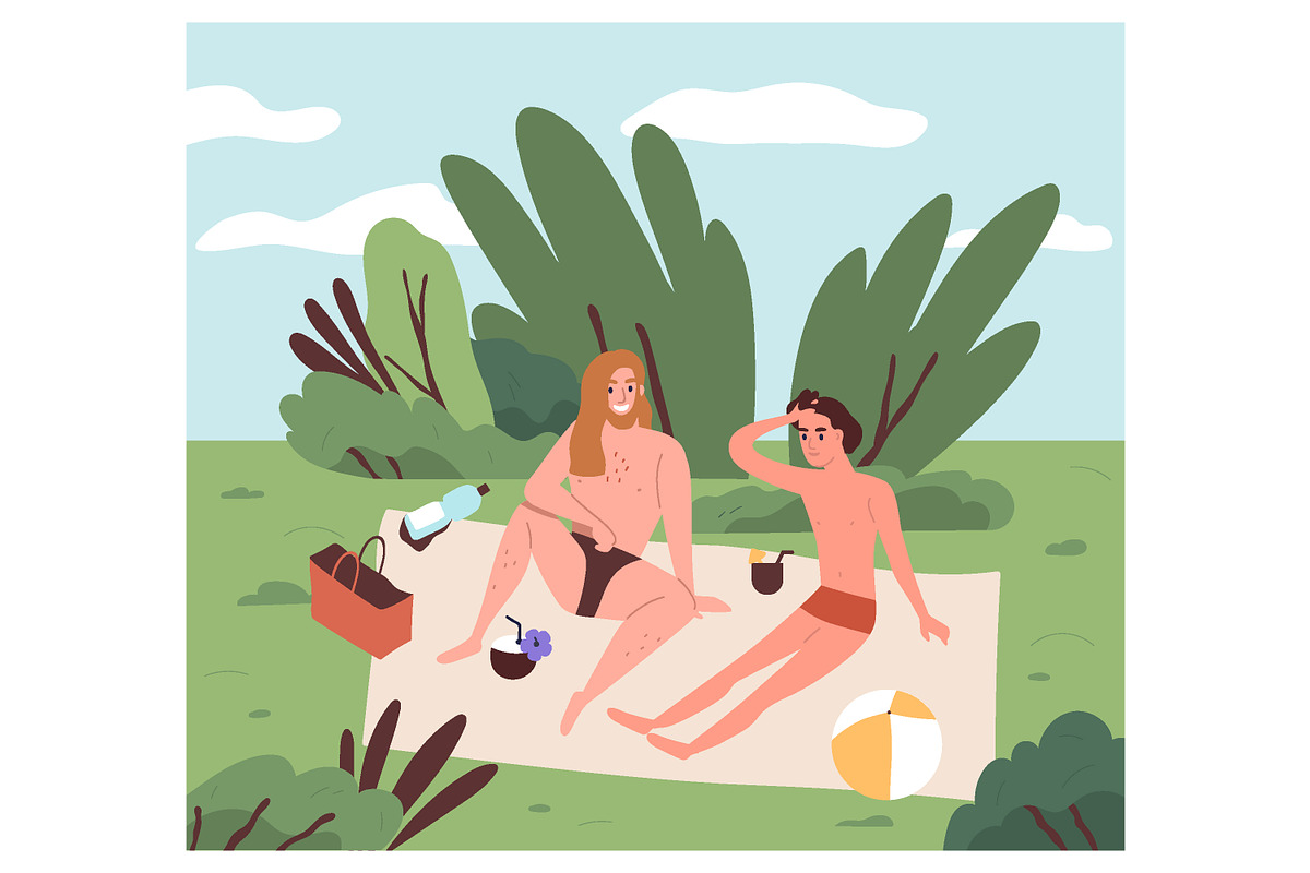 Men relax in nature. Summer vacation, a Person Illustration by Good Studio (Photo 1 of 3)