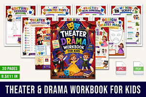 Theater & Drama Workbook for Kids, a Stationery Template by Designmela01