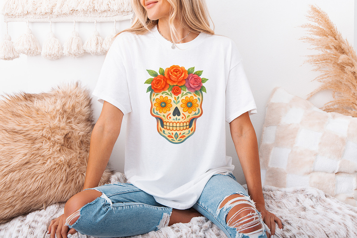Sugar Skull Floral PNG, Day of the, an Illustration by SharpMarketplace (Photo 3 of 9)