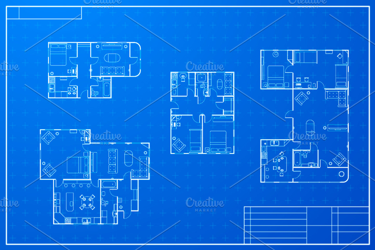 Different blueprint house plans, an Object Graphic by BestPics