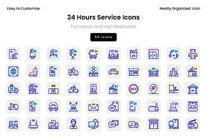 24 Hours Service Icons, a Solid Icon by Wencory