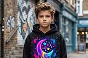 Neon Crescent Moon Stars Art, a Shirt Mockup by Vector Stall (Thumbnail 7 of 14)