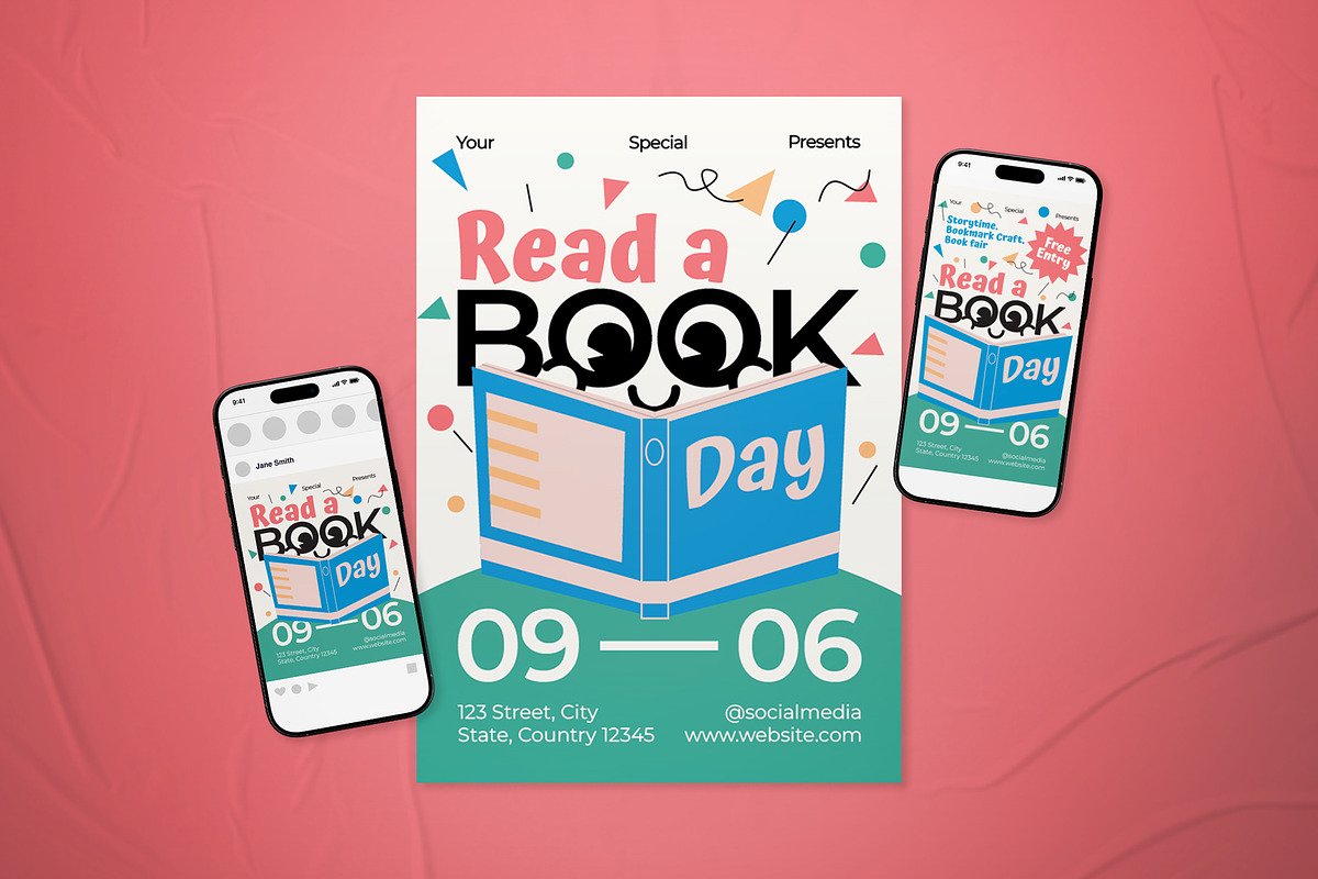 Read a Book Day Event Flyer Set, a Flyer Template by The Good Store (Photo 1 of 2)
