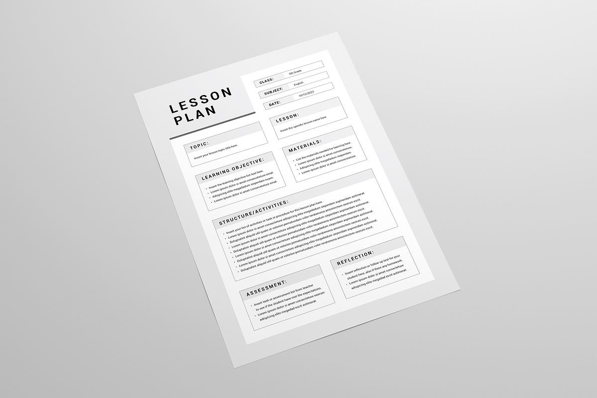 Lesson Plan | MS Word & Indesign, a Stationery Template by Leaflove