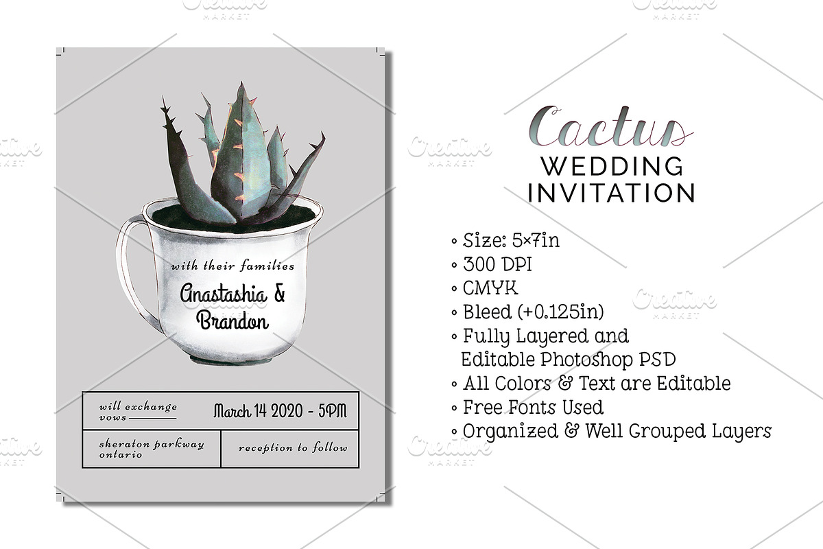 Cactus Wedding Invitation, an Invitation Template by Cyrah's Collection (Photo 1 of 4)