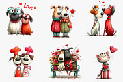 whimsical valentines day dogs clipar, an Illustration by CreationArt (Thumbnail 4 of 6)