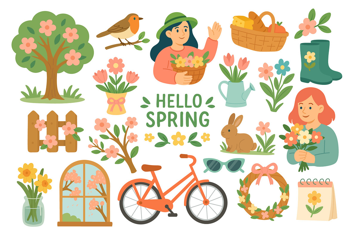 Spring Doodle Set, a Seasonal Illustration by ananastya (Photo 3 of 5)