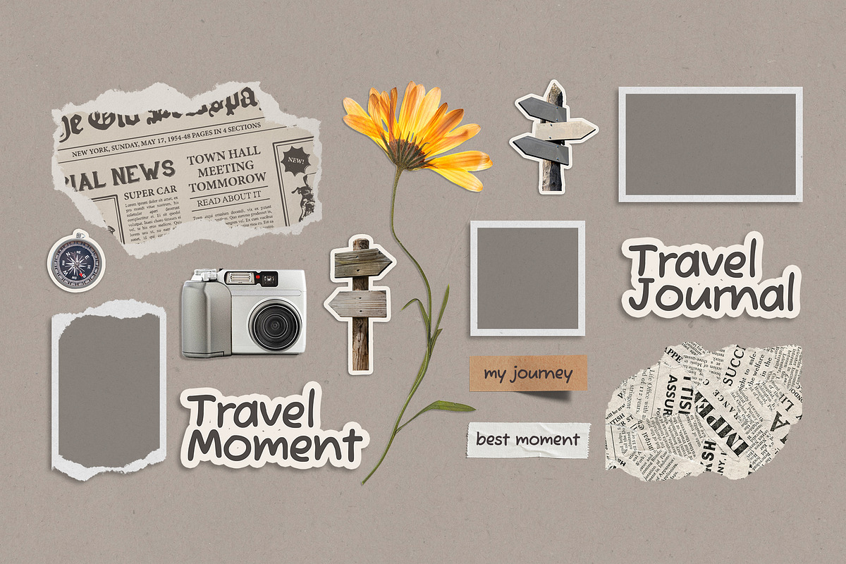 Travel - Scrapbook Layout & Elements, an Object Graphic by Ghurafa Studio (Photo 3 of 3)