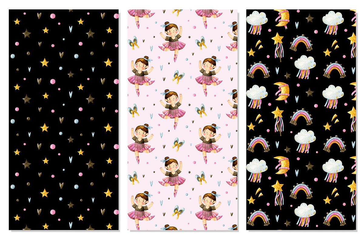 Watercolor cute ballerina. Girl set., an Illustration by babenkoirusa (Photo 5 of 10)