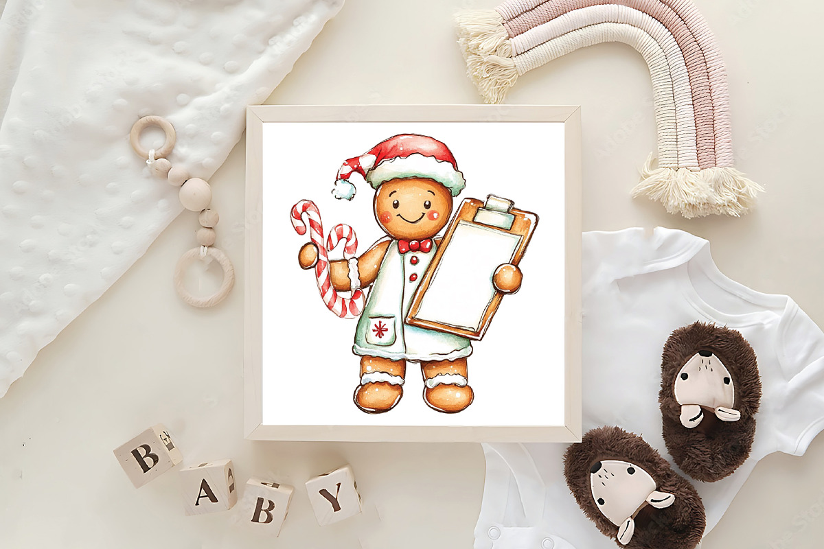 Christmas Gingerbread Nurse Clipart, an Illustration by CraftArtStudio (Photo 6 of 6)