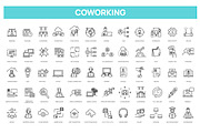 Office and Coworking line icons, an Outline Icon by Tettygreen (Thumbnail 1 of 2)