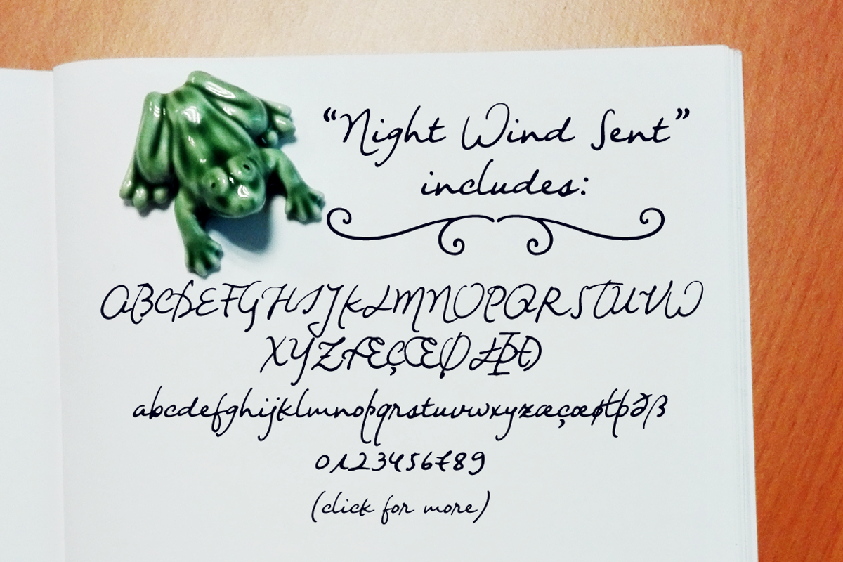 Night Wind Sent handwritten font preview 2