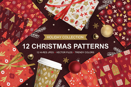 12 Christmas Seamless Patterns, a Pattern Graphic by miumiu