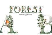 Watercolor forest alphabet., a Decorative Illustration by TaPilipa (Thumbnail 1 of 4)