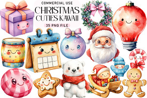 Kawaii Christmas Cuties Set, an Illustration by Daily.Designs